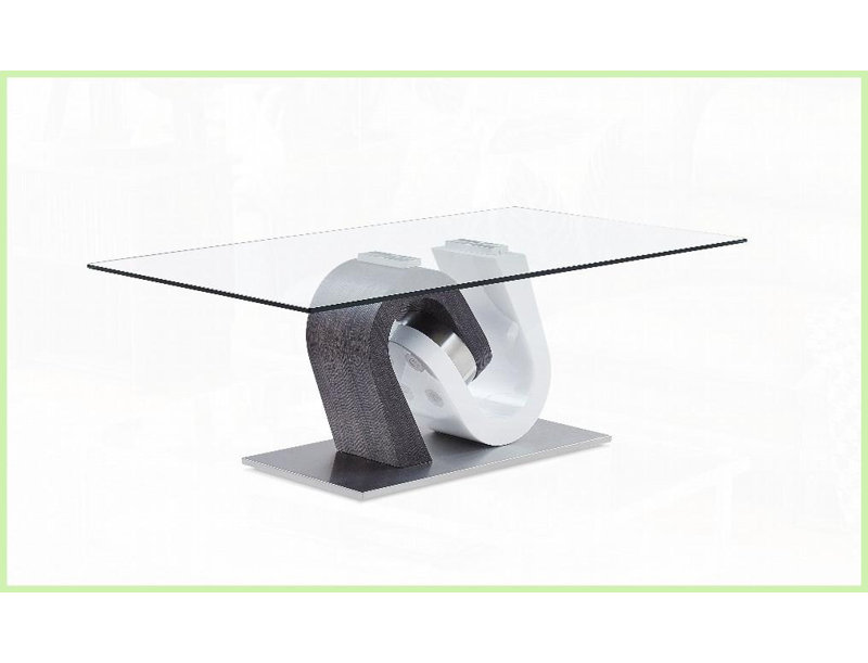 Table basse avec plateau en verre transparent et base piédestal bicolore - Stylish & amp; Facile à nettoyer pour le salon