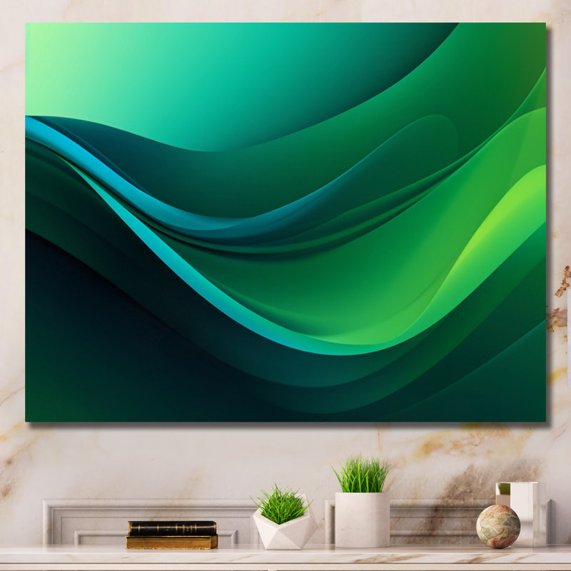 «Green Fractal Infinite Crêtes» sur toile imprimée, Toile tendue, H 16 po x l 32 po x P 1 po