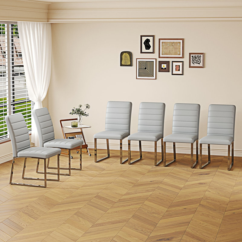 Chaises de salle à manger en faux cuir Kamden, 4, Gris clair