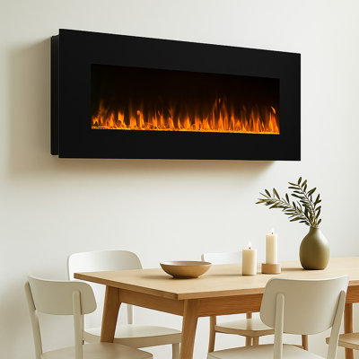 Foyer électrique Wrought Studio - Chaufferette murale 54 po avec télécommande, DEL réglable, couleur de flamme, minuterie et chaleur