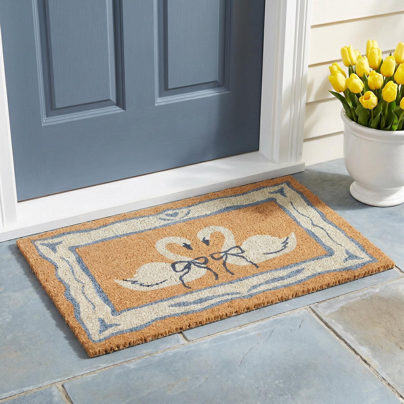 Lucie Ribbon Swans Non-Slip Doormat