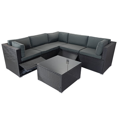 6 Pieces PE Rattan Outdoor Furniture  Sofa Set With 3 Storage Under Seat -  Latitude RunÂ®, 68EBBFE227BC4059946D738C0CC300C8