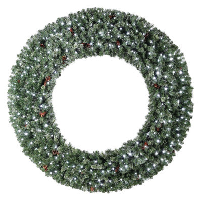 Couronne de Noël artificielle 72 pouces pré-éclairée avec 320 lumières DEL blanches