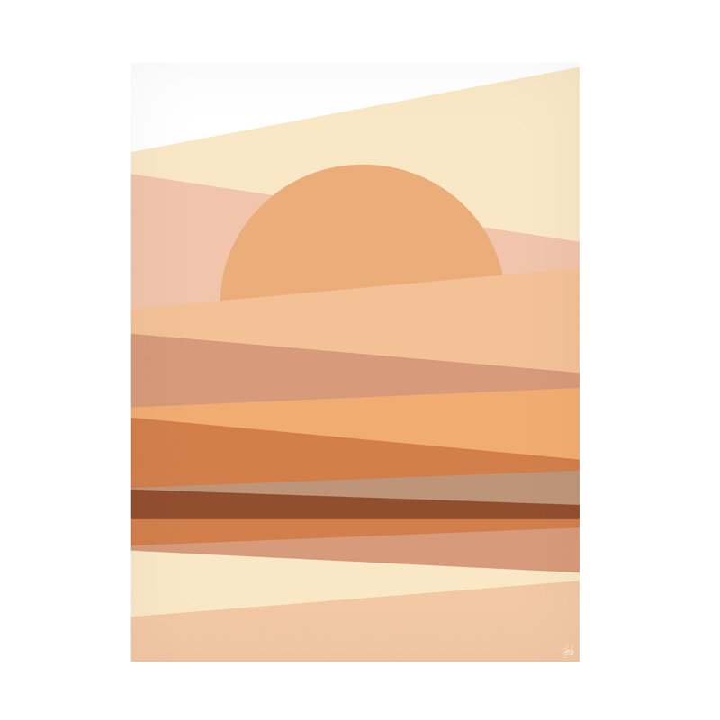 «Line and Brush», rayé, horizon, lever de soleil, toile tendue, H 35 po x l 47 po