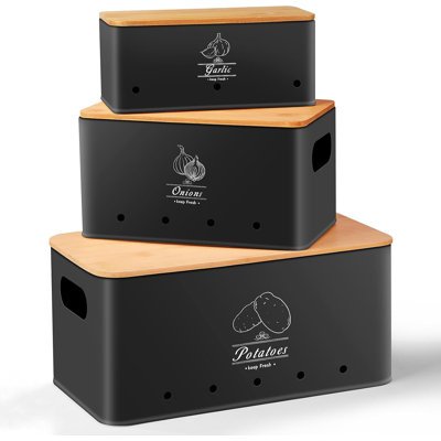 Ensemble de 3 boîtes de rangement pour légumes Kitchen, Kitchen, noir