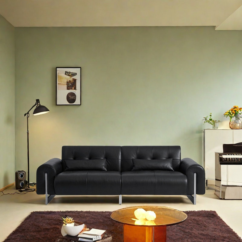 Canapé rétro noir, H 32,29 po x l 102,36 po x P 41,36 po, 3