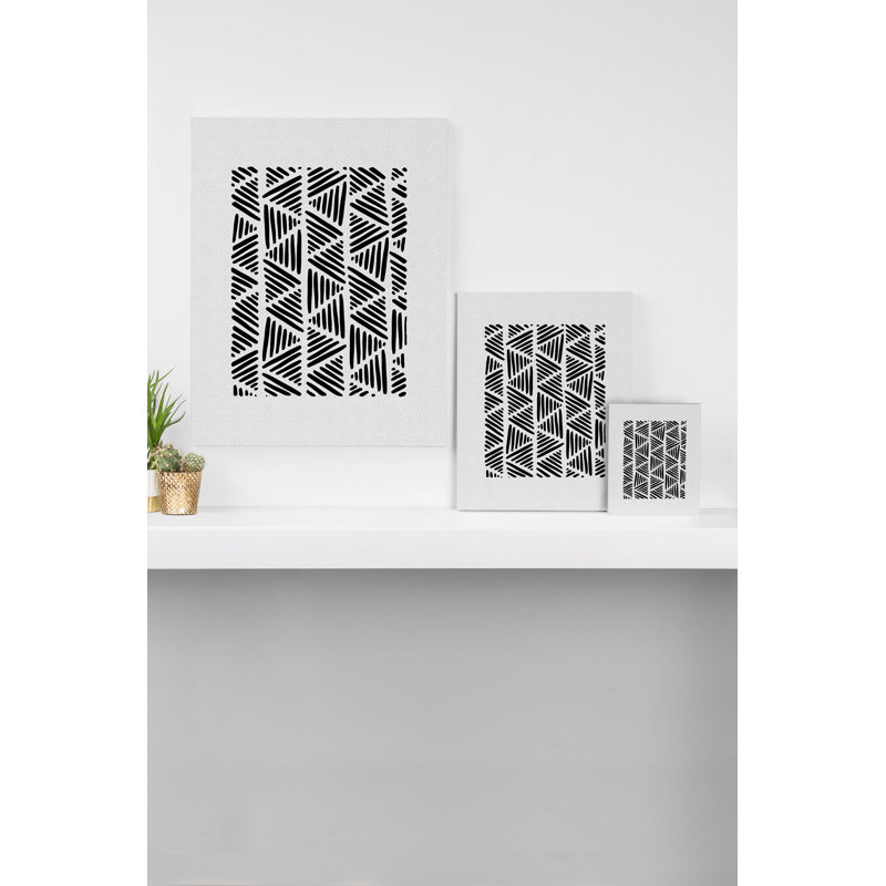 «Black and White Abstract I» par Orara Studio - impression d'art graphique, Toile tendue, H 30 po x l 24 po x P 2 po