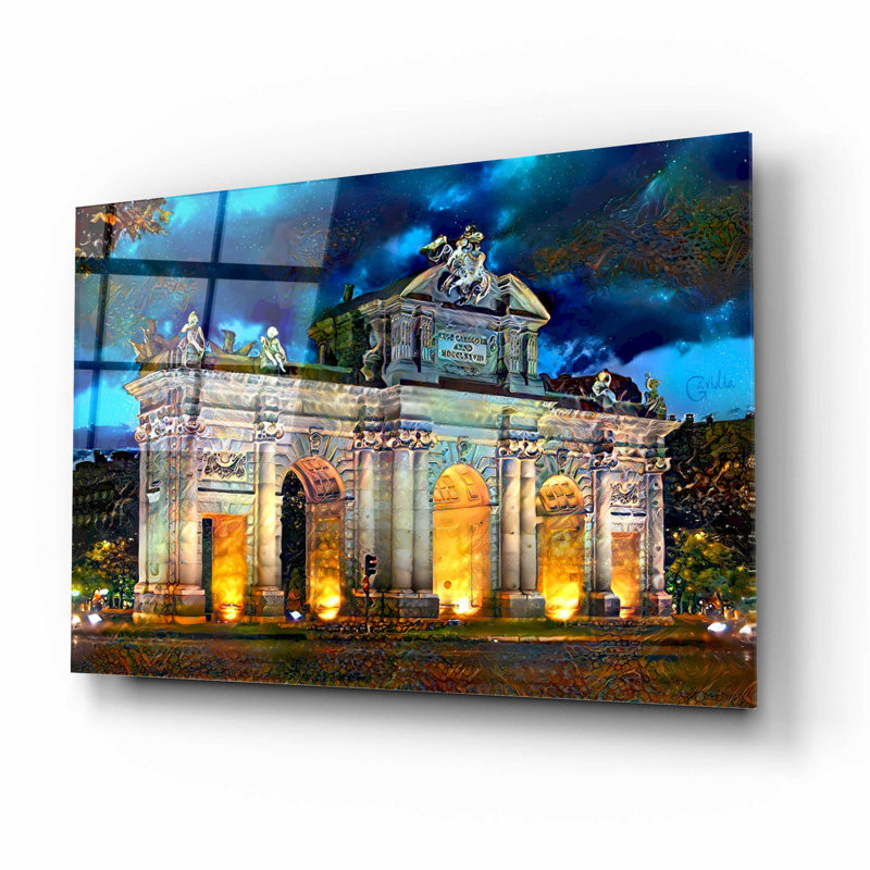 Porte d’Alcala, Madrid, Espagne par Pedro Gavidia - peinture sans cadre, H 12 po x l 16 po x P 0,2 po