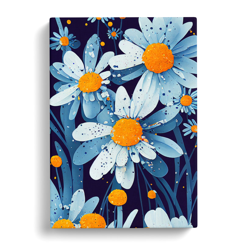 Daisy Flower Splatter Vol.2 - Wrapped Canvas, 50cm H x 35cm W x 3cm D