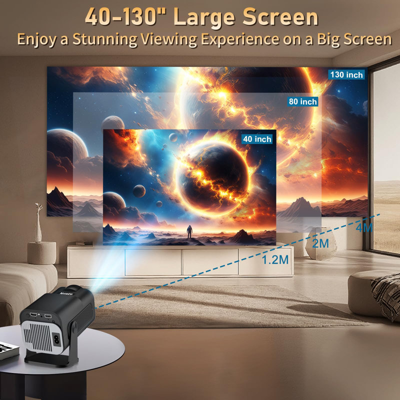 Projector 1080P Full HD, 4K Projector With 180° Rotation, Built-In App Portable Projector Wifi 6 & Bluetooth 5.2 Support,Featuring Auto Keystone Correction,HDMI/USB Connectivity Projector