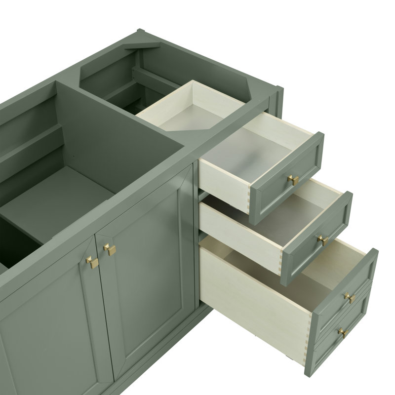 Chicago 60"W Single Vanity W/ Freepower Wireless Charger, Smokey Celadon, Ethereal Noctis