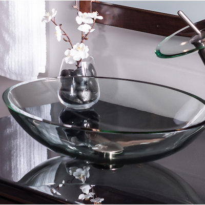 Novatto 15'' Glass Oval Bathroom Sink
