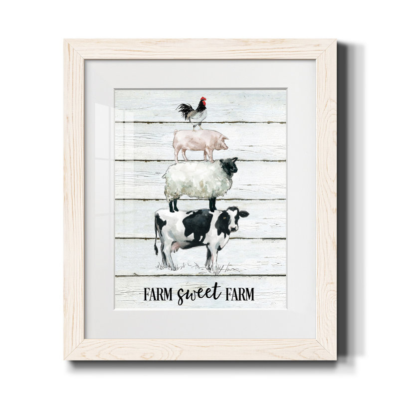 Farm Sweet Farm - Reproduction d'art graphique sur papier encadré, H 24 po x l 18 po x P 1,5 po, Blanc