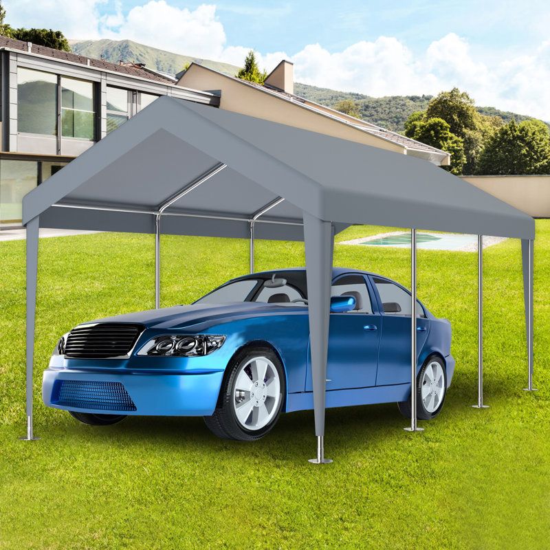 10X20ft Garage Canopy Cover Switching, Waterproof And Protected With 72 Elastic Buckles. Grey Polypropylene For Carport Shelter. Simple To Install Robust Shelter Tarp Replacement, Carport. Quick Easy