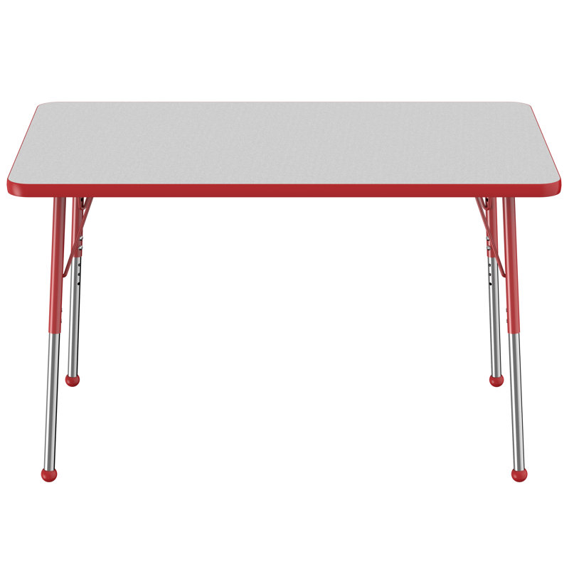 Rectangular Classroom Table, Gris, rouge
