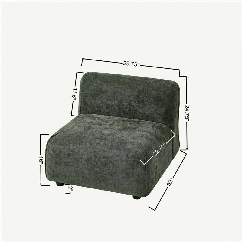 Chaise d'appoint rembourrée Modern, Vert
