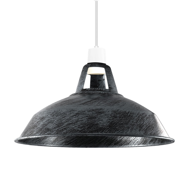 16cm H Metal Bowl Lamp Shade, Brushed Silver