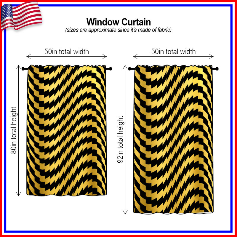 Rideaux de fenêtre à chevrons dorés, voilages et voilages occultants - 1 panneau, 50" x 80" - 1 Panel, Sheer