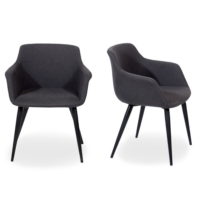 Chaise avec accoudoirs rembourrée Brighouse, Graphite