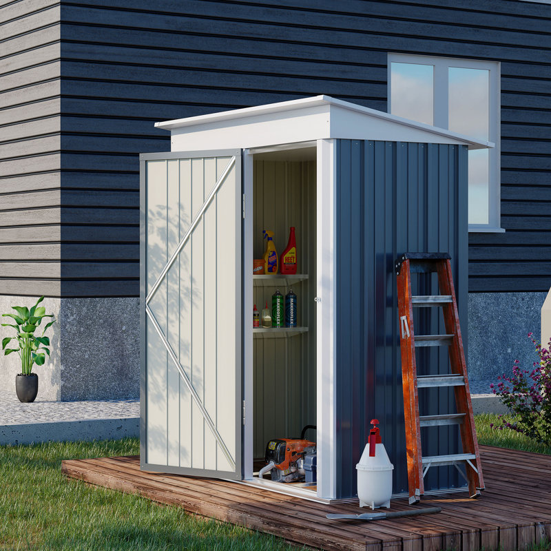5 ft. W x 3 ft. D Metal Lean-To Storage Shed, Dark Gray