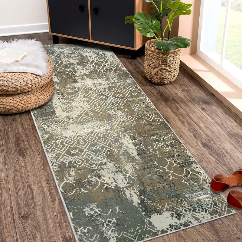 Modern Abstract Aesthetics Area Rug Machine Washable Lightweight Living Room Rug Low Pile Non Slip Stain Resistant Bedroom Carpet Soft Bedside Runner Rug Indoor Decor Floor Mat