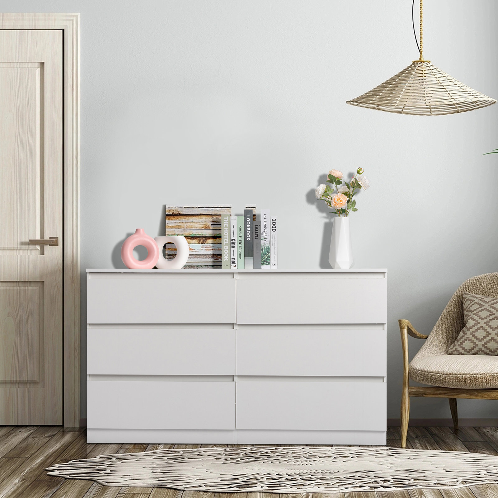 Wade Logan® Charlan 6 Drawer 55" W Double Dresser & Reviews | Wayfair