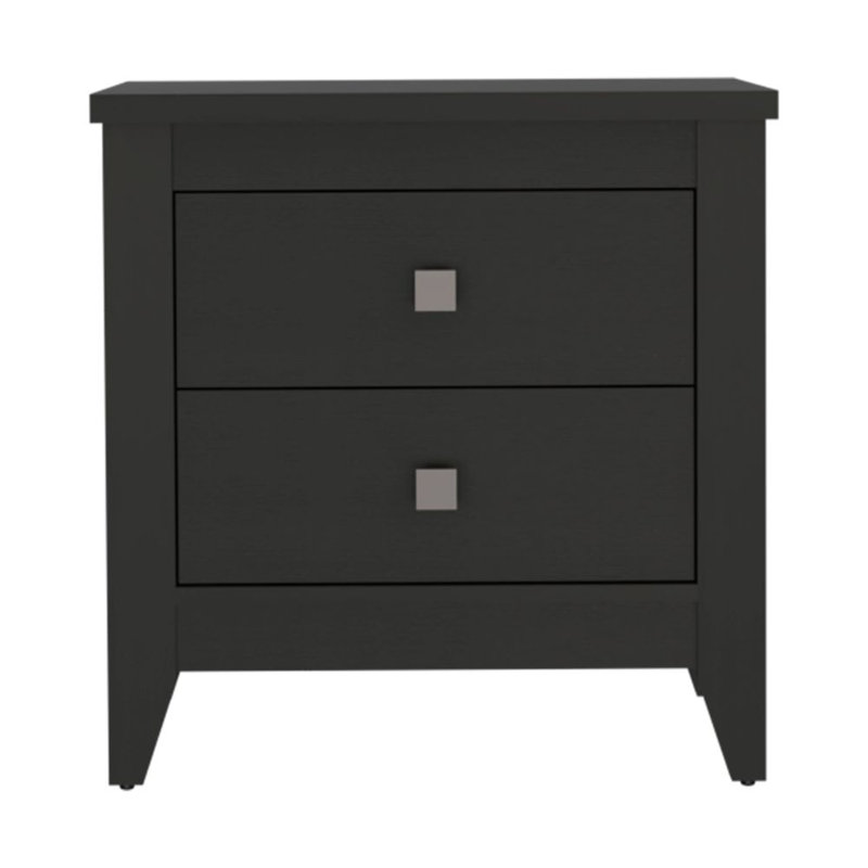Table de chevet, table de bout, table d'appoint à deux tablettes, quatre pieds - noir, Noir