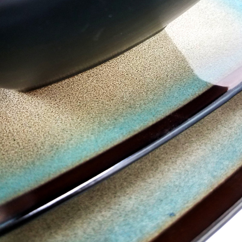 Tequesta Taupe and Teal 16-Piece Square Ceramic Dinnerware Set