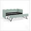 Lit de jour en vichy douillet avec couchette, port USB et conception adorable en forme de vague, aucun sommier nécessaire, tissu en lin-121317065