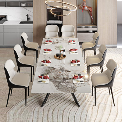Ensemble de table de salle à manger 9 pièces Glam