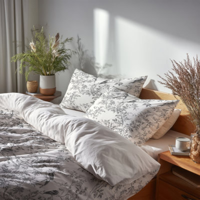 Ensemble de literie moderne 6 pièces - Ensemble de literie et de coussins White Toile Breeze