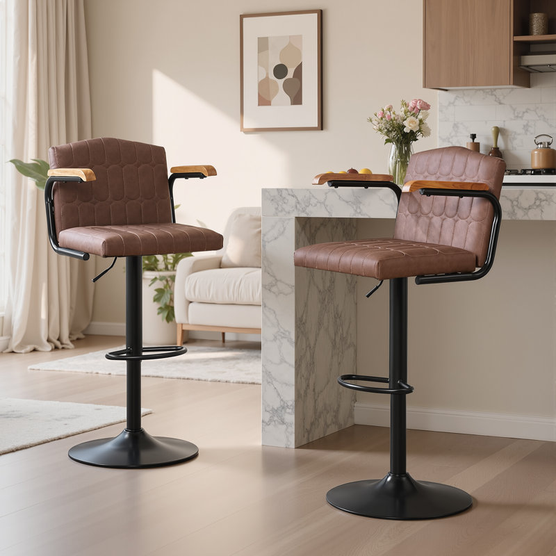 Velvet Bar Stools Set Of 2 Swivel Counter Height Barstools With Back And Arms Modern Adjustable Bar Stool Chairs With Metal Base For Kitchen Island Home Bar Dining Room