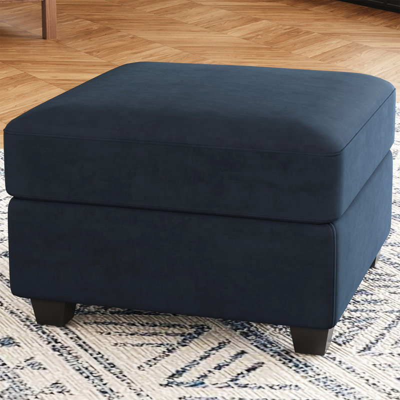 Repose-pieds en velours avec siège modulaire Allinson, Bleu