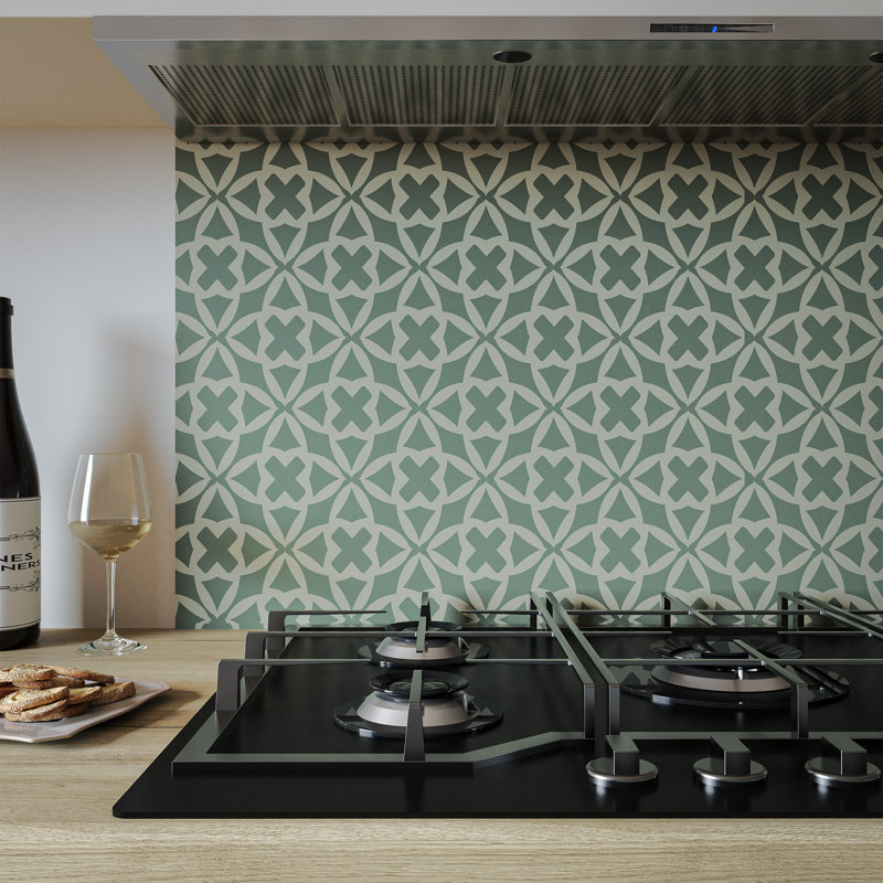 Moss Tessera Aluminium Kitchen Hob Splashback, Grey/Beige, 80 cm x 90 cm 