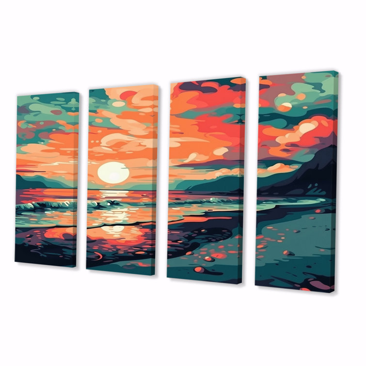 Highland Dunes Sunset On The Beach Expressive Retro Colors On Canvas 4 ...