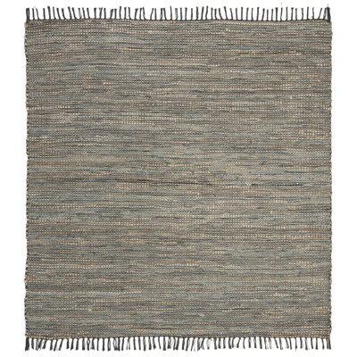 Tapis en cuir tissé à la main, en jute et en coton Roslindale