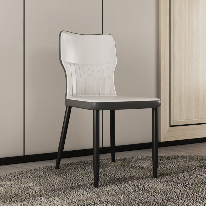 Ensemble de 2 fauteuils de salle à manger modernes et luxueux en similicuir gris Modern