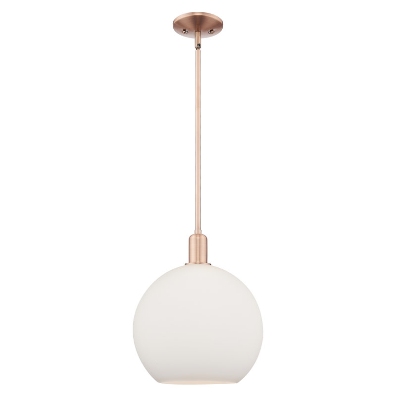 Mini-luminaire suspendu 1 lumière Arcadia - Athens, H 10,63 po x l 11,75 po x P 11,75 po, Blanc mat, Cuivre antique