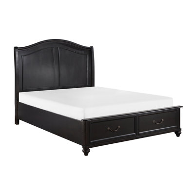 Grand lit plateforme gris anthracite pour chambre à coucher avec tablette de rangement