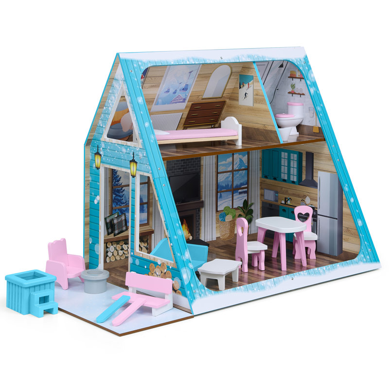 Delta Children Ski Chalet A-Frame Dollhouse  - Includes 15 Accessories - Fits 12-Inch Dolls - Pretend Play For Ages 3+