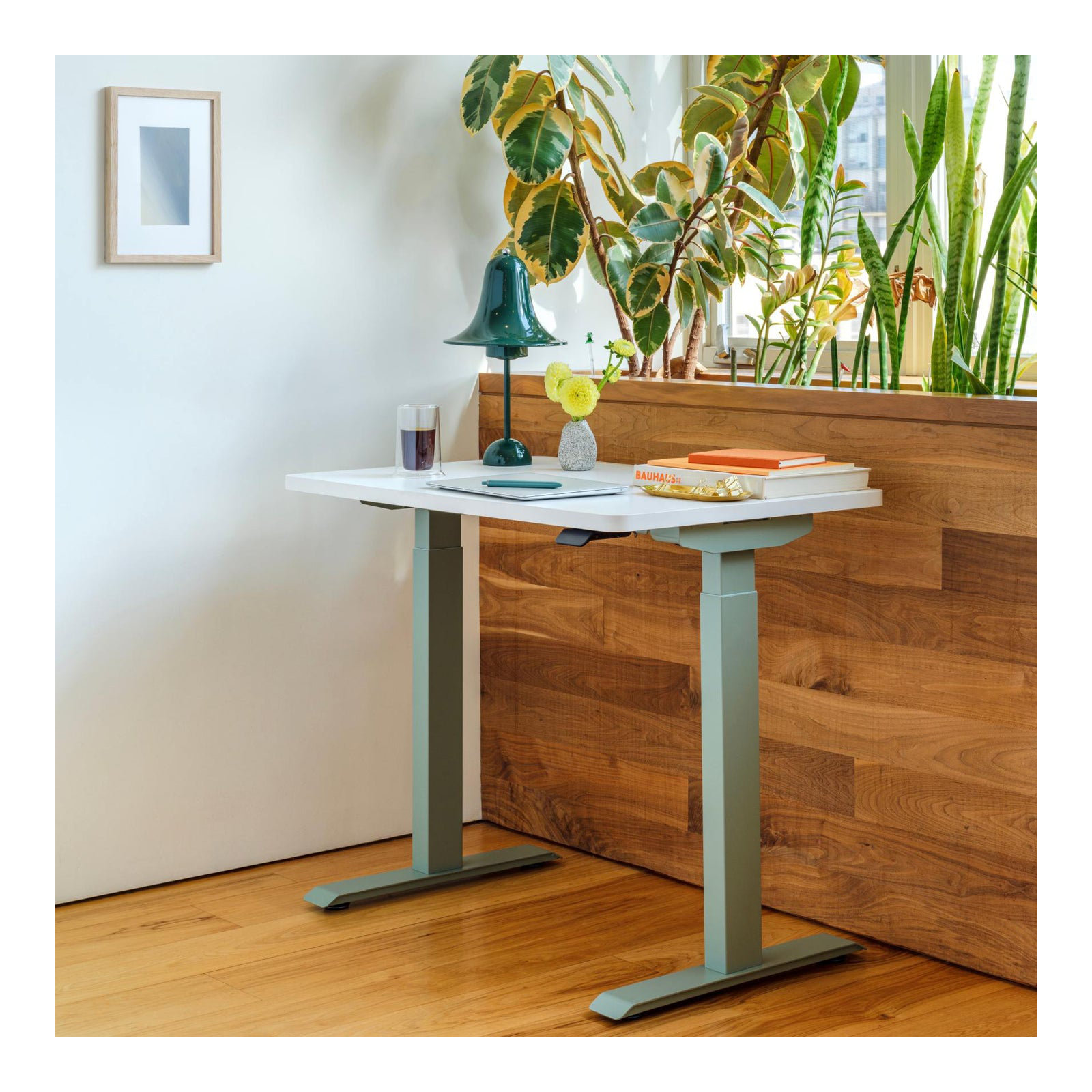 Duo Standing Desk, 47.3" H x 36" W x 24" D, White, Sage