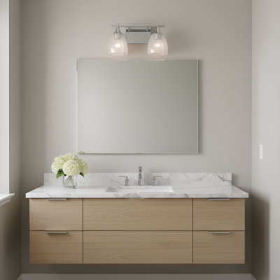 Applique murale de salle de bain 2 lumières Toffino au fini chrome avec abat-jour en verre transparent craquelé