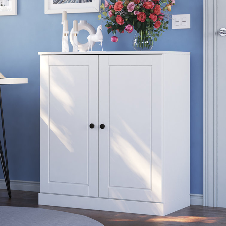 100% Solid Wood 3-Shelf Bookcase with Solid Doors and Adjustable Shelves