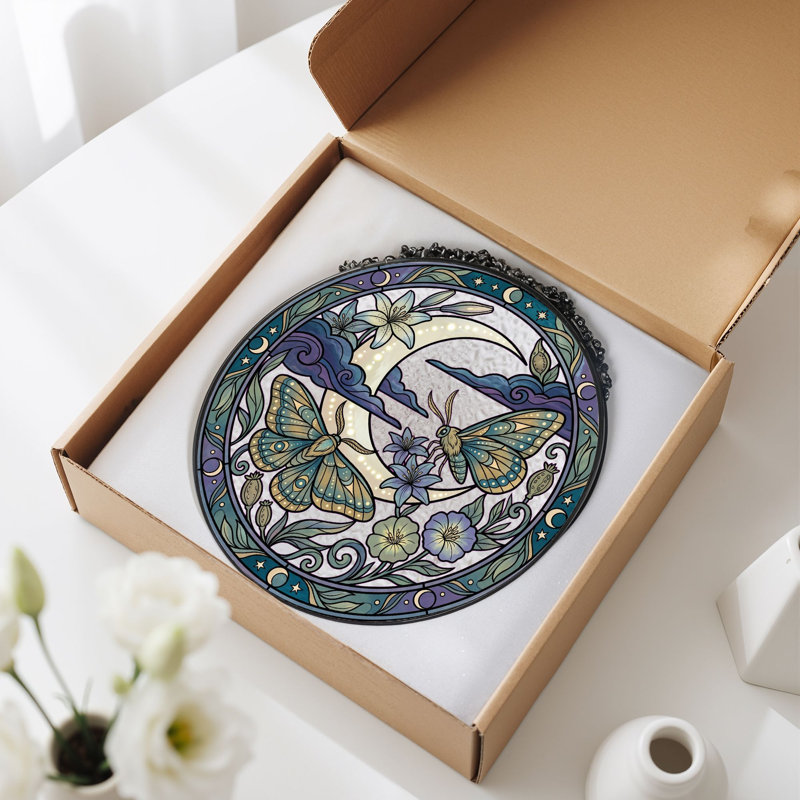 Vitrail lune Moth ， 12 po, 12"H
