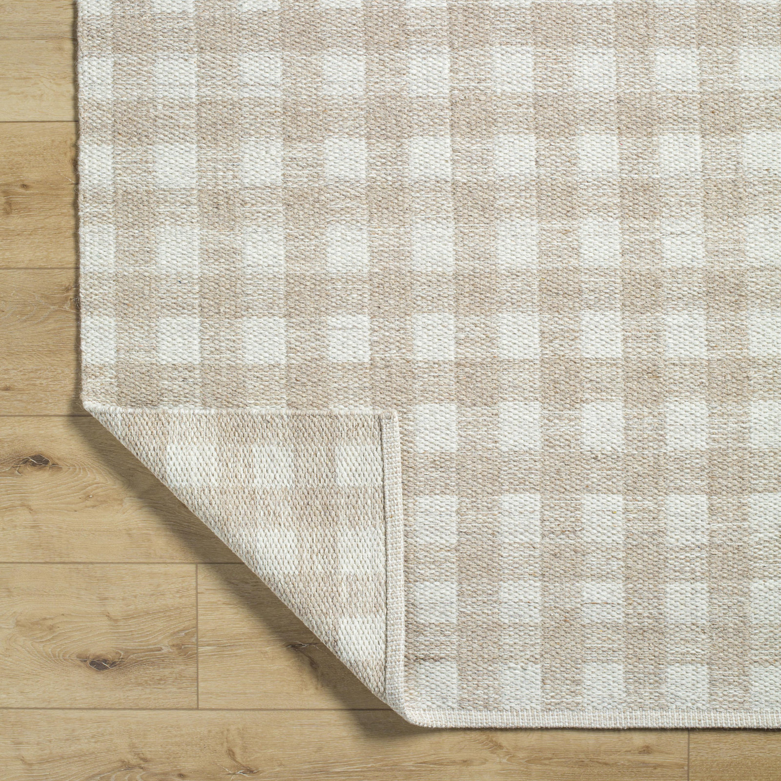 Lavande Hand-Woven Plaid Wool Rug, Rectangle 2' x 3'