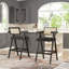 Milan Modern Webbing Back Bar Stool With Arms, Set Of 3, Ebony Black Boucle
