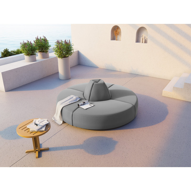 210cm Wide Wood Patio Sofa with Cushions, Grey