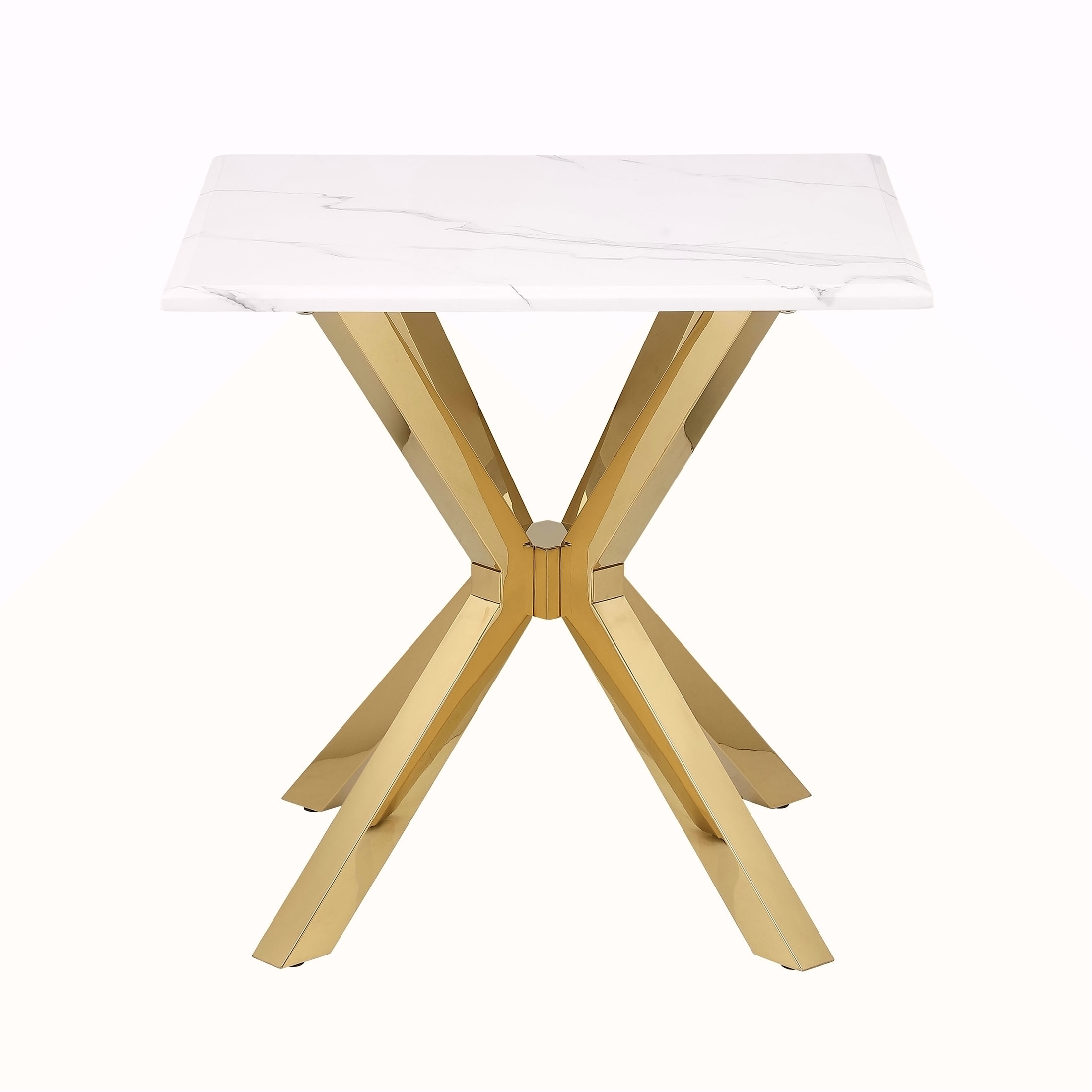 Everly Quinn Kensington Gold Faux Marble Top Stainless Steel End Table ...