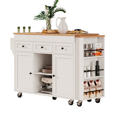 Willow Modern Kitchen Island With Extendable Table, Ample Storage, And Built-In Charging Station by NFusion