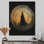 Geonni, abstrait noir et or, anneau d'arbre I - glissade sur bois, art mural